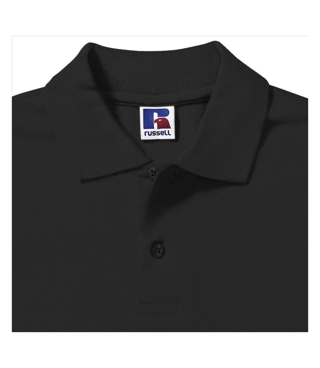 Russell Mens 100% Cotton Short Sleeve Polo Shirt (Black)