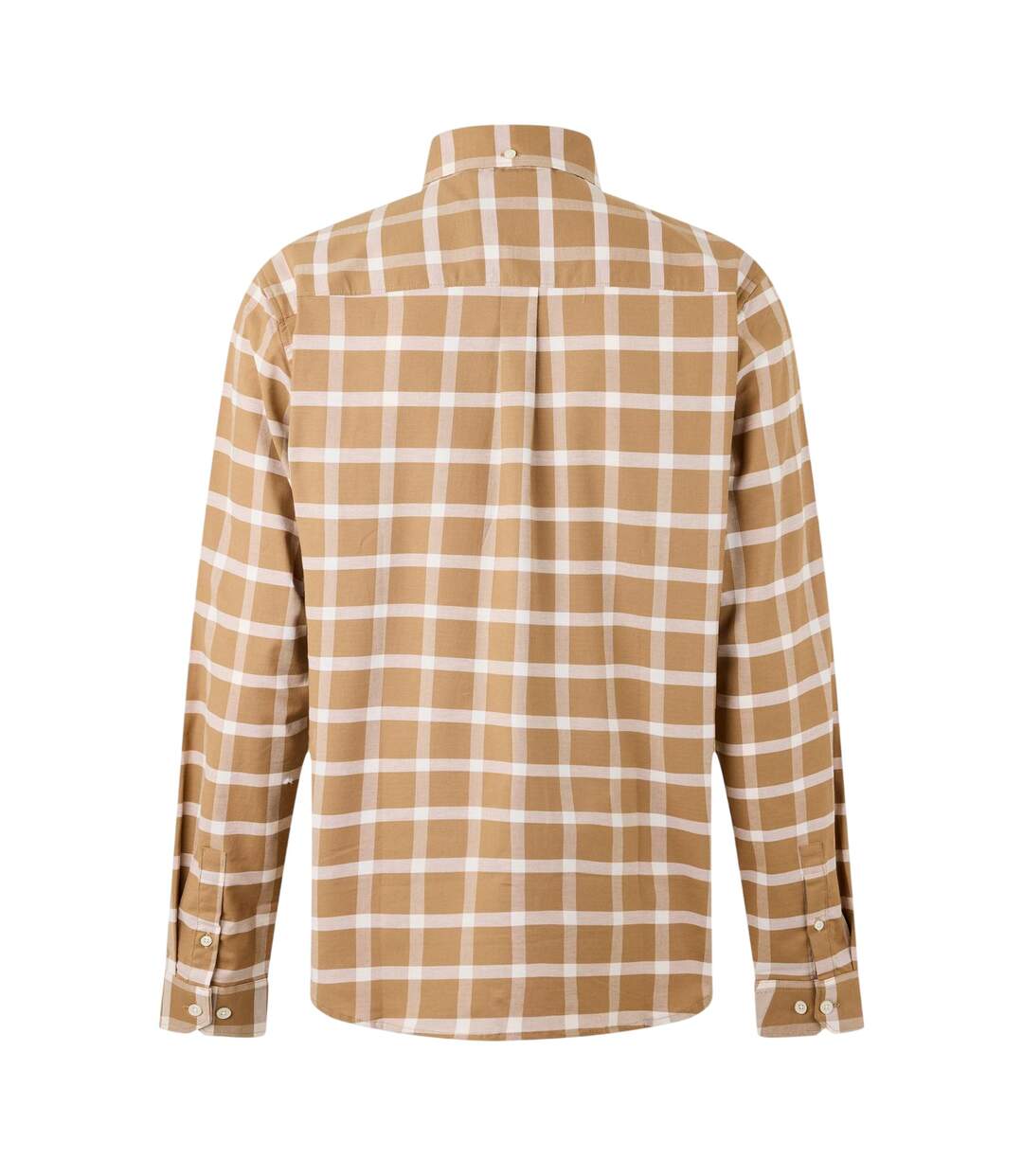 Mens Checked Oxford Long-sleeved Shirt Ecru Caramel Luke 1977-2