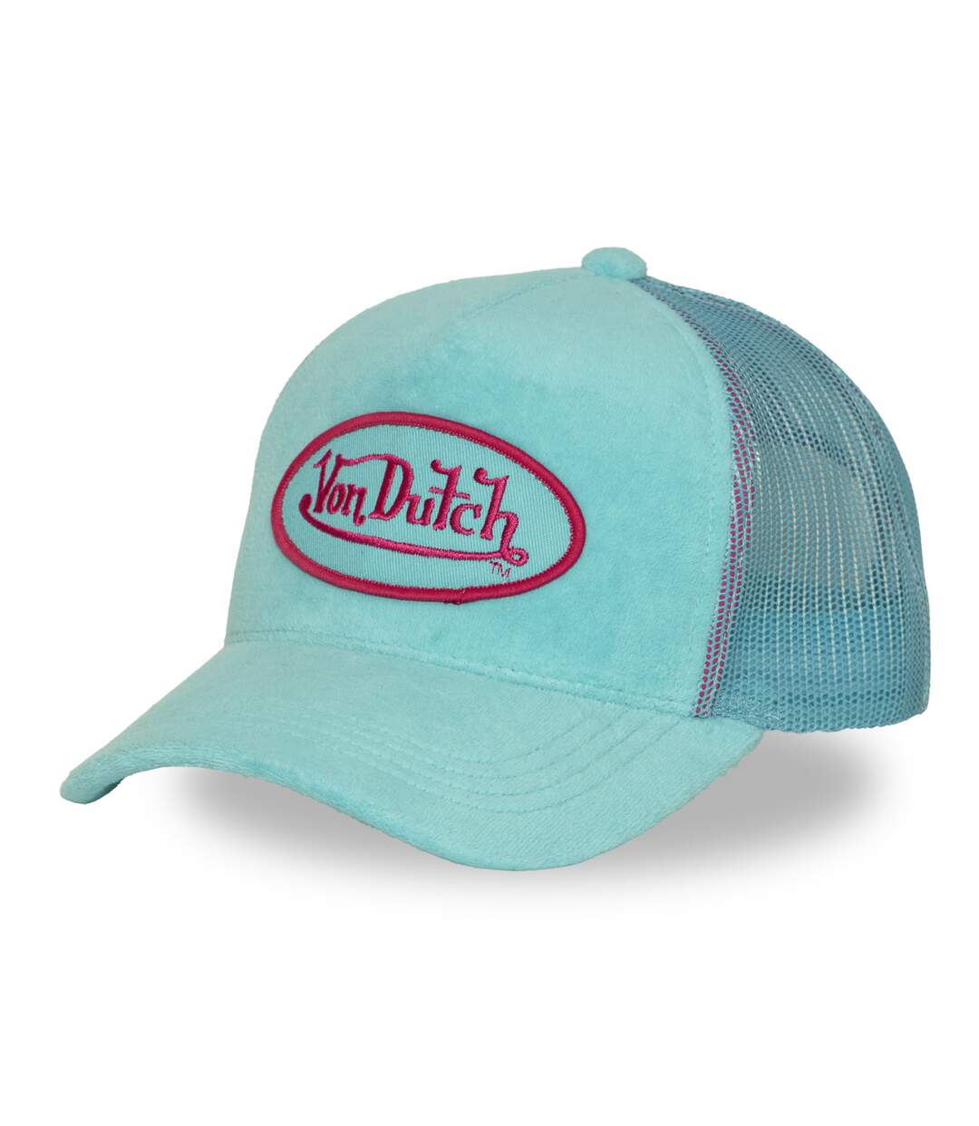 Casquette trucker en velours avec filet et badge Kylie Vondutch-1