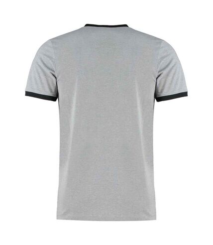 Kustom Kit Mens Ringer Fashion T-Shirt (Black/Light Grey Marl)