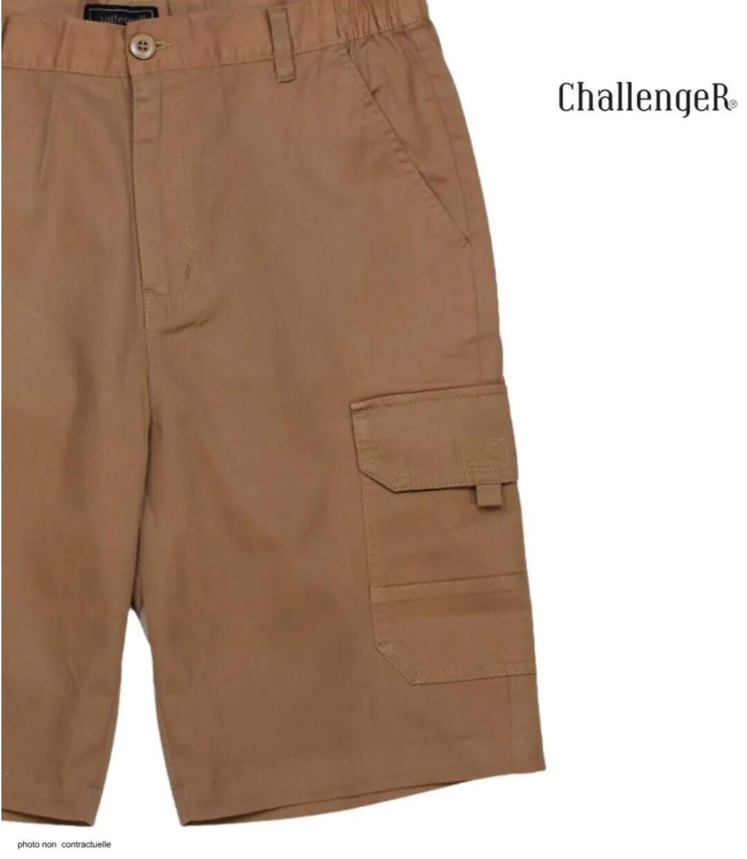 CHALLENGER INCA3 : Bermuda en coton camel pour homme avec taille élastiquée tout confort-3