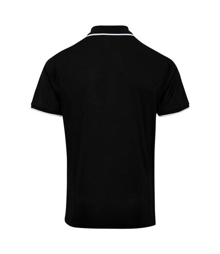 Premier Mens Contrast Coolchecker Polo Shirt (Black/White)