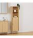 Colonne 1 porte et 2 niches effet bois clair LIORA - Beige-4