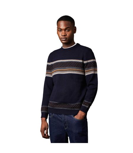 Mens placement stripe crew neck jumper navy Burton