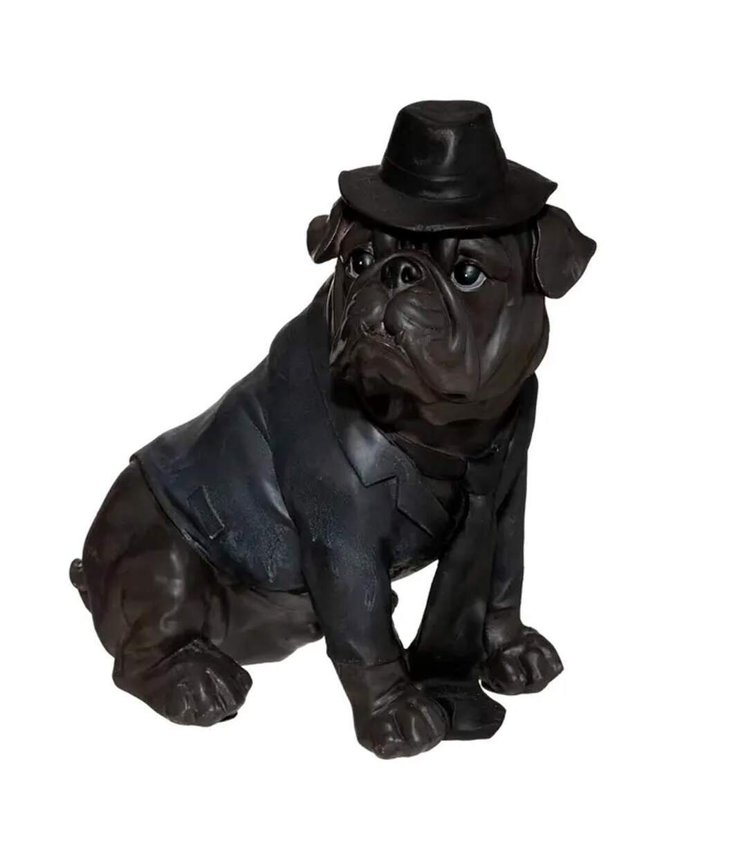 Statue Chien Assis Bulldog 44cm Noir-1