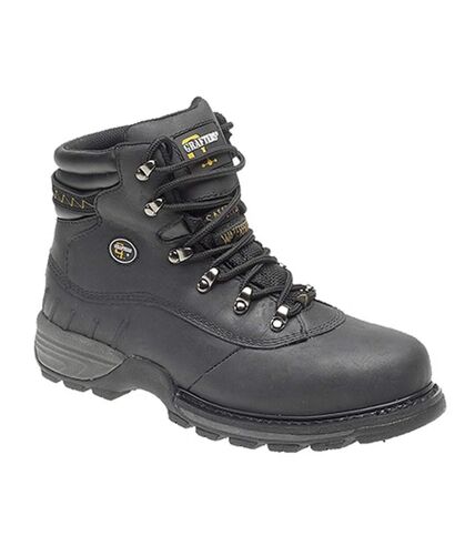Grafters Mens Safety Hiker Type Toe Cap Waxy Leather Boots (Black) - UTDF576