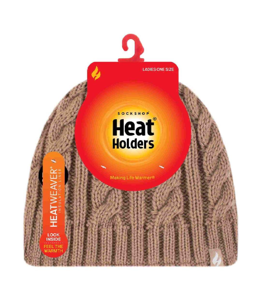Ladies Cable Knit 3.4 Tog Fleece Lined Thermal Winter Hat-2