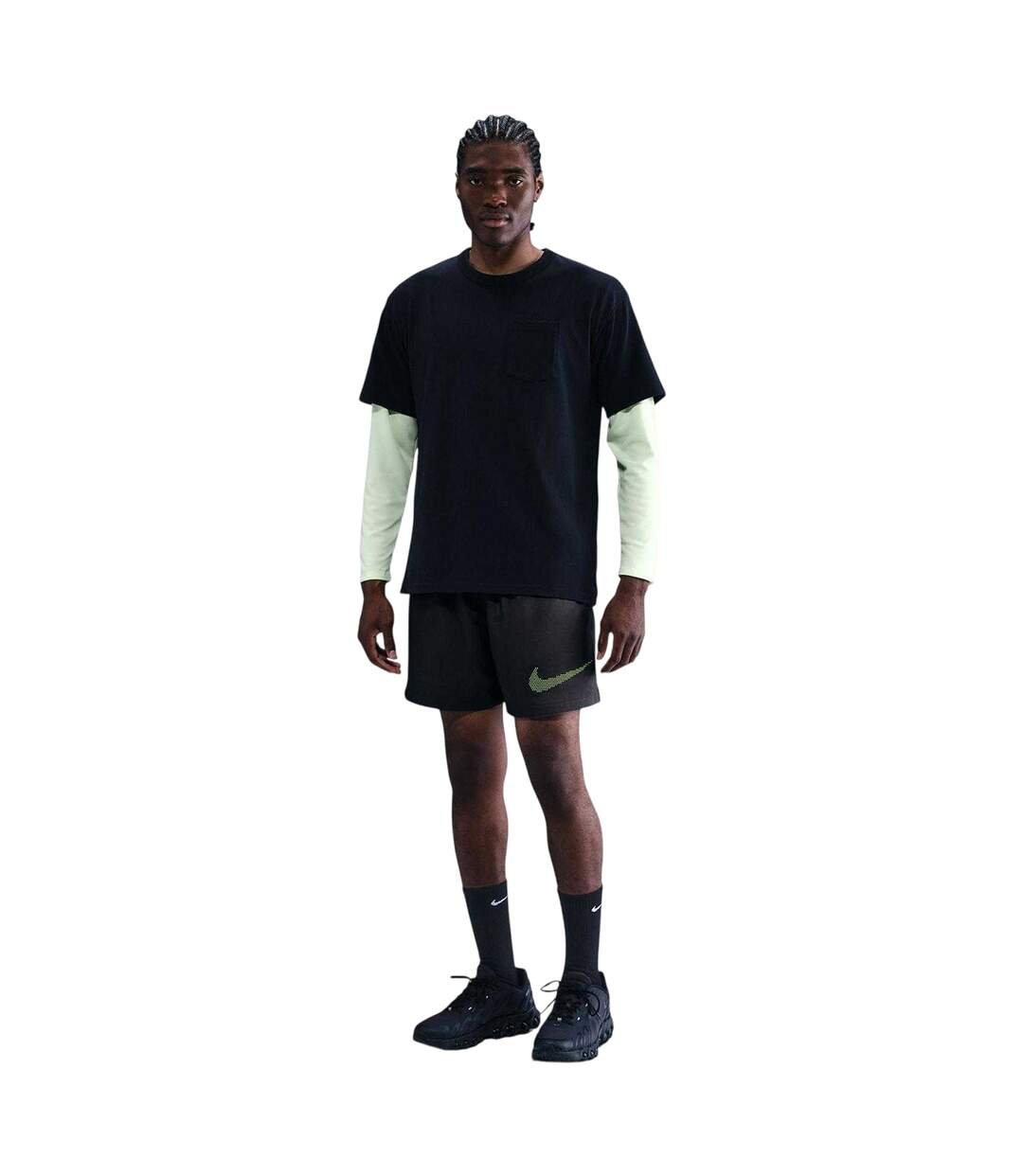 Mens Club Woven Logo Shorts Anthracite Volt Nike-1
