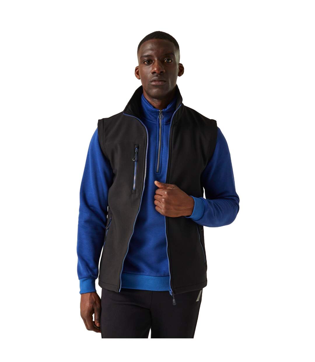 Mens navigate softshell 2 layer body warmer black/new royal Regatta-3