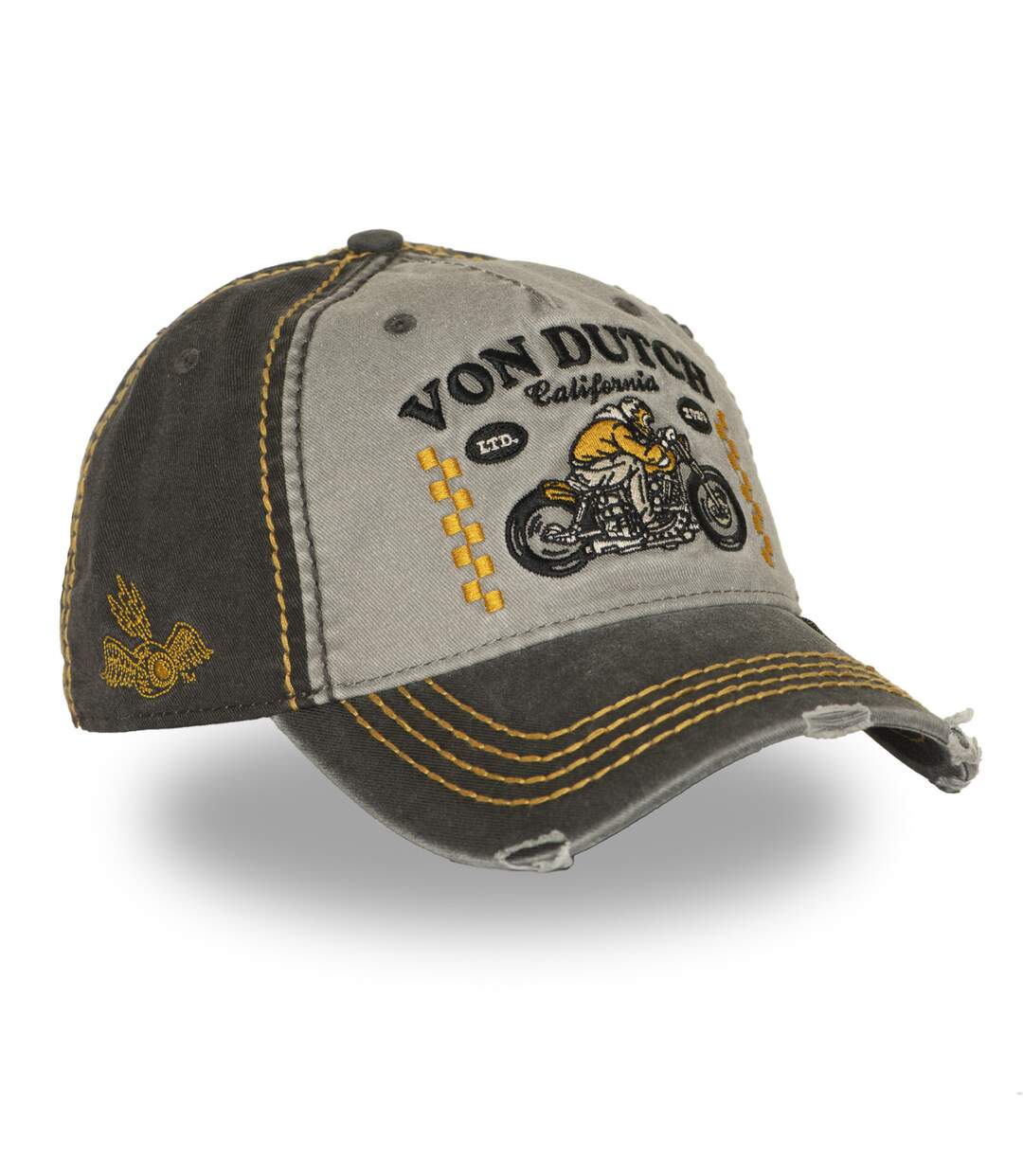 Casquette baseball adulte devant avec broderie effet usé Retro Racer Vondutch-3