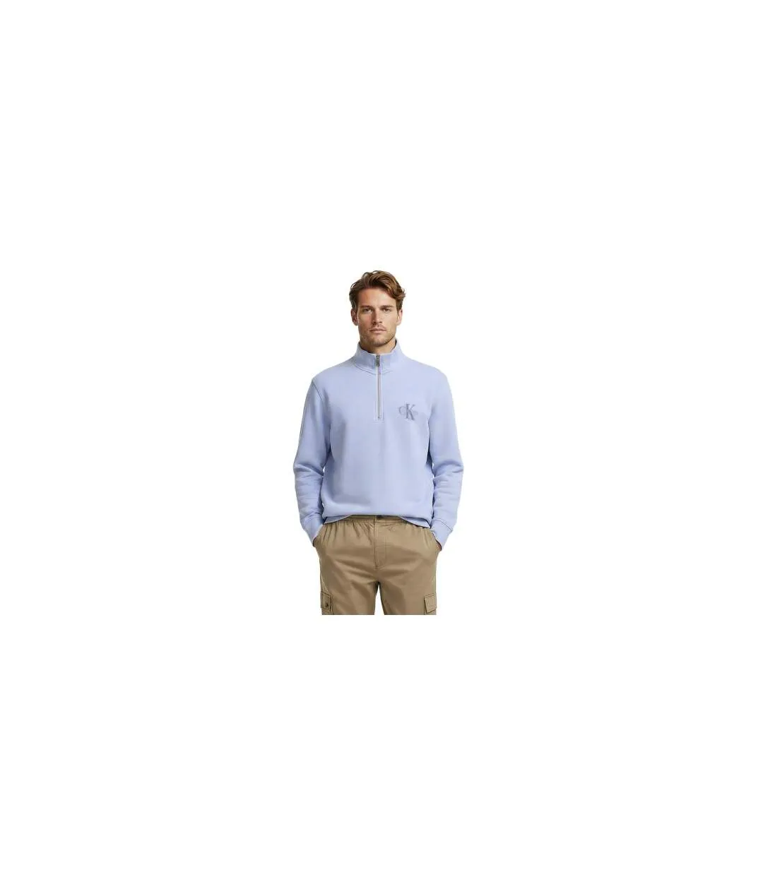Mens Quarter Zip Fleece Top Blue Calvin Klein-2