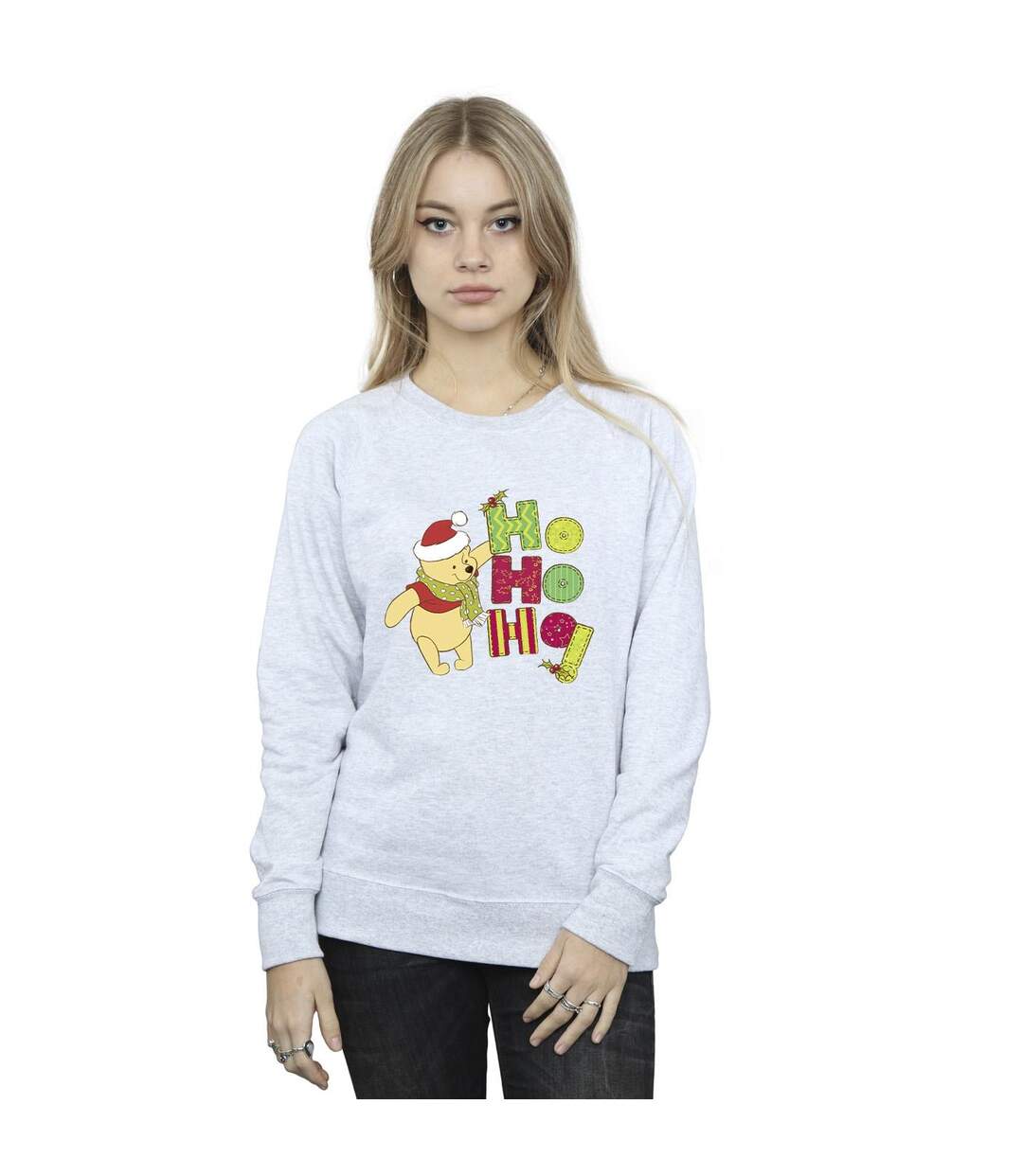 Disney Sweatshirt Winnie The Pooh Ho Ho Ho Ho Womens/Ladies Winnie The Pooh Ho Ho Ho (Gris sportif) - UTBI43060-2