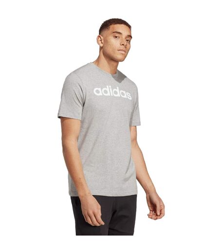 T-shirt Style Logo Brodé Essentials Linear Homme Gris Argenté Adidas