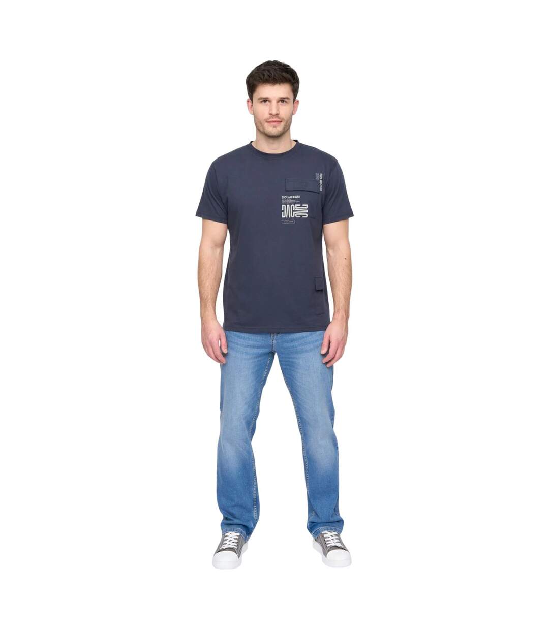 Mens Trentflax T-shirt Dark Navy Duck And Cover-1