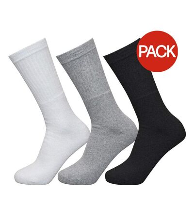 Pack of 3  Unisex adult sports crew socks  black/grey/white Exceptio