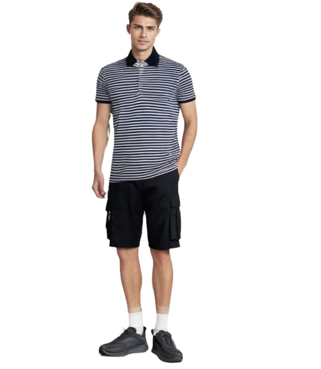 Bermuda homme détente - Multi-poches - Couleur noir-3