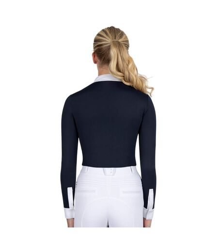 Womens/ladies Roslin Crystal Ruffles Show Shirt Navy Coldstream