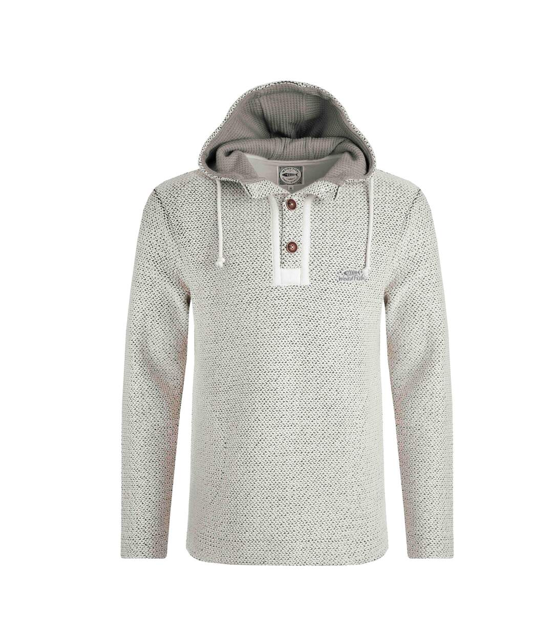Mens bakersfield macaroni button neck hoodie ecru Weird Fish-1