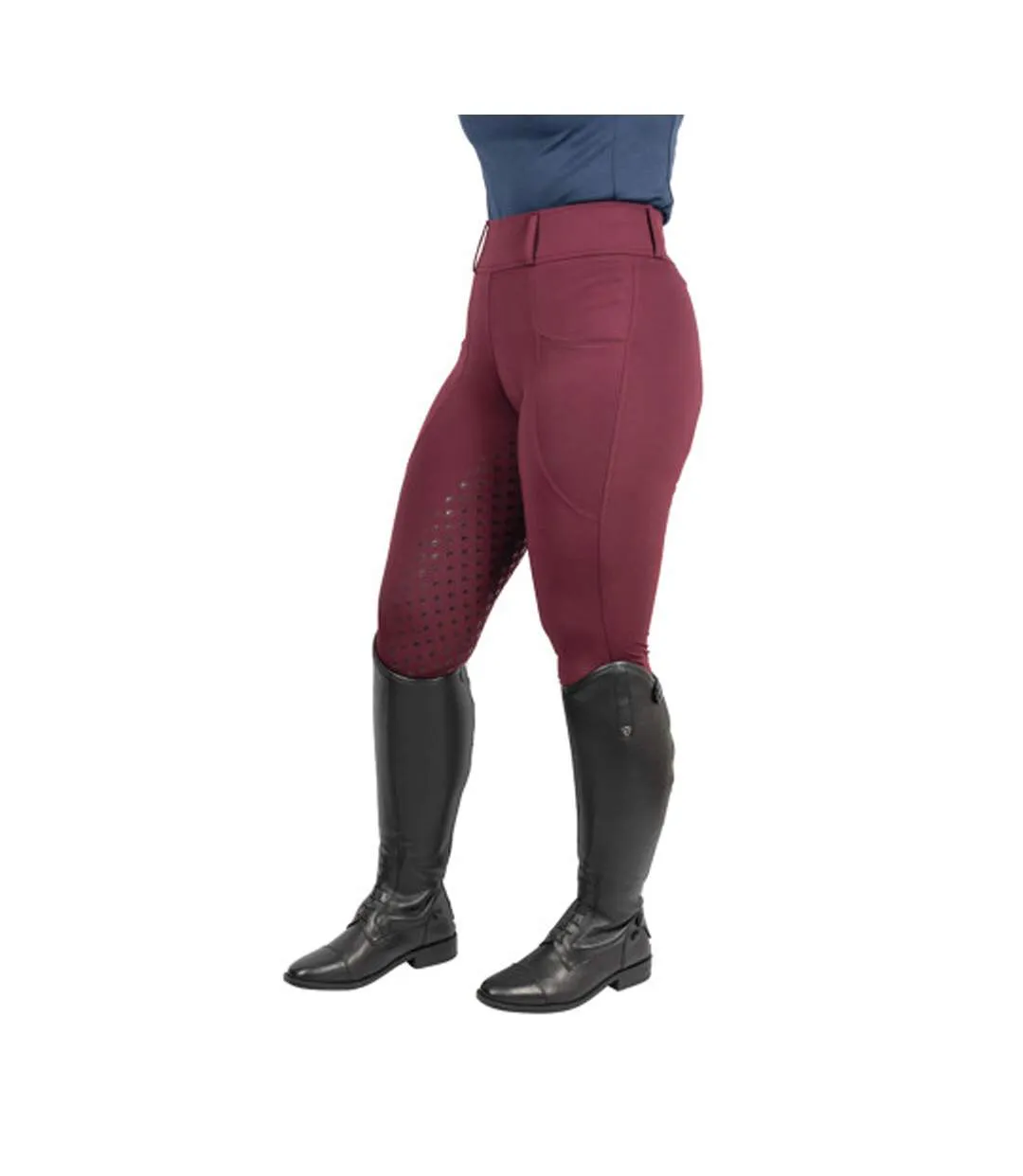 Womens/ladies Torrellas Horse Riding Tights Wine HYCONIC-3
