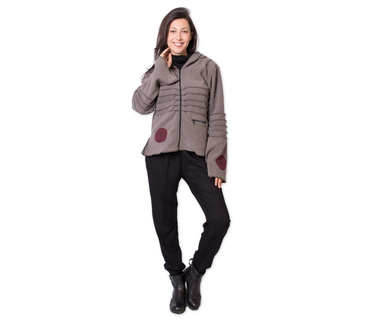Veste polaire à capuche SINNAMARY grise Coton Du Monde-2
