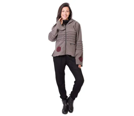 Veste polaire à capuche SINNAMARY grise Coton Du Monde