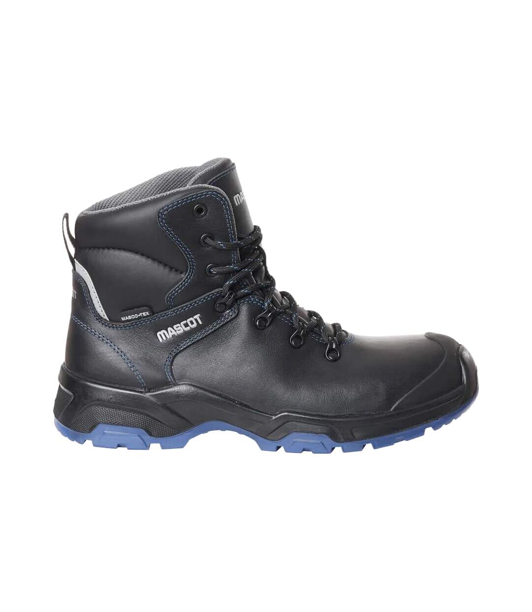 Mens Footwear Flex Leather Safety Boots Black Royal Blue Mascot-1