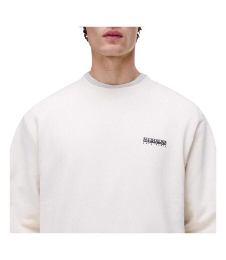 Mens Box Logo Cotton Crew Neck Straight Sweatshirt Beige Napapijri