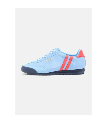 Mens Dijon Suede Running Trainers Sky Blue Red Patrick