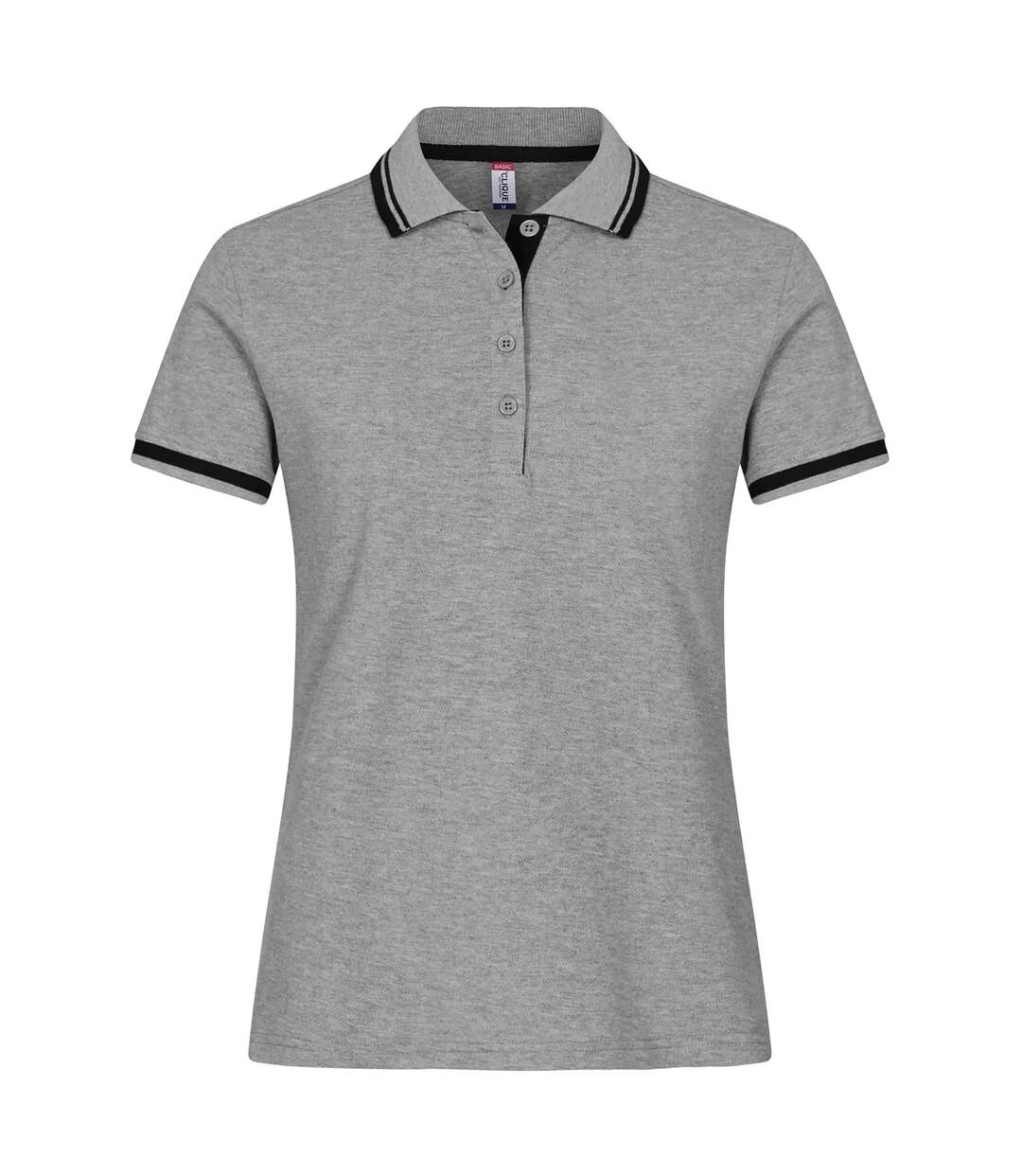 Womens/ladies Astoria Polo Shirt Grey Melange Clique-1