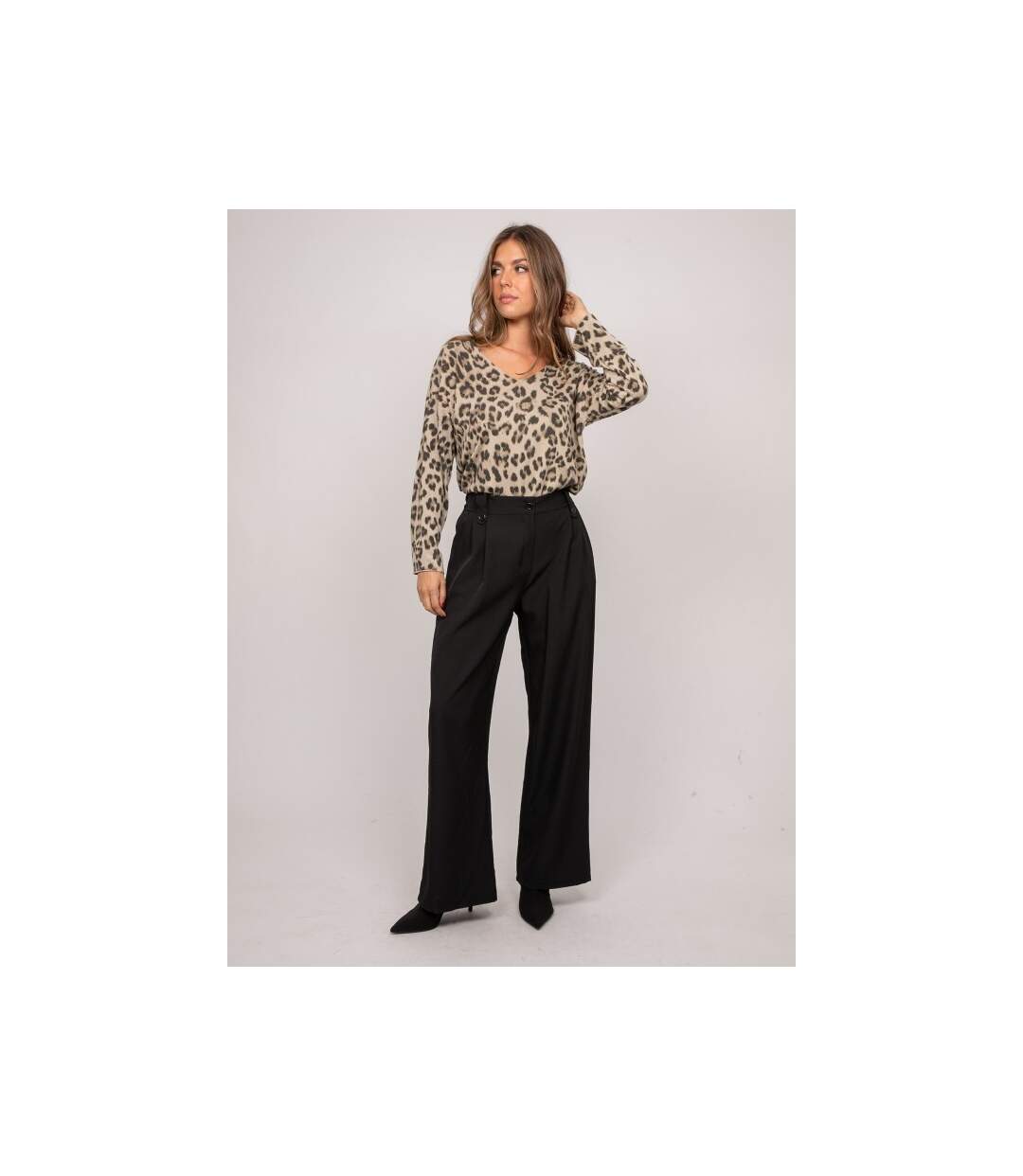 Pull maille fine imprimé léopard FARENZA - Dona X Lisa-4
