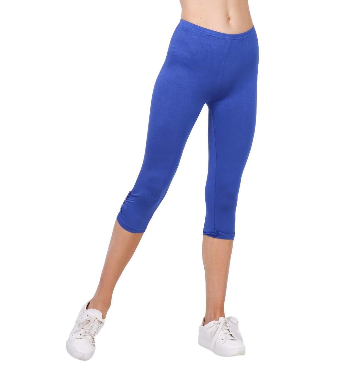 Legging femme court avec strass sur les cotés -Couleur bleu-1