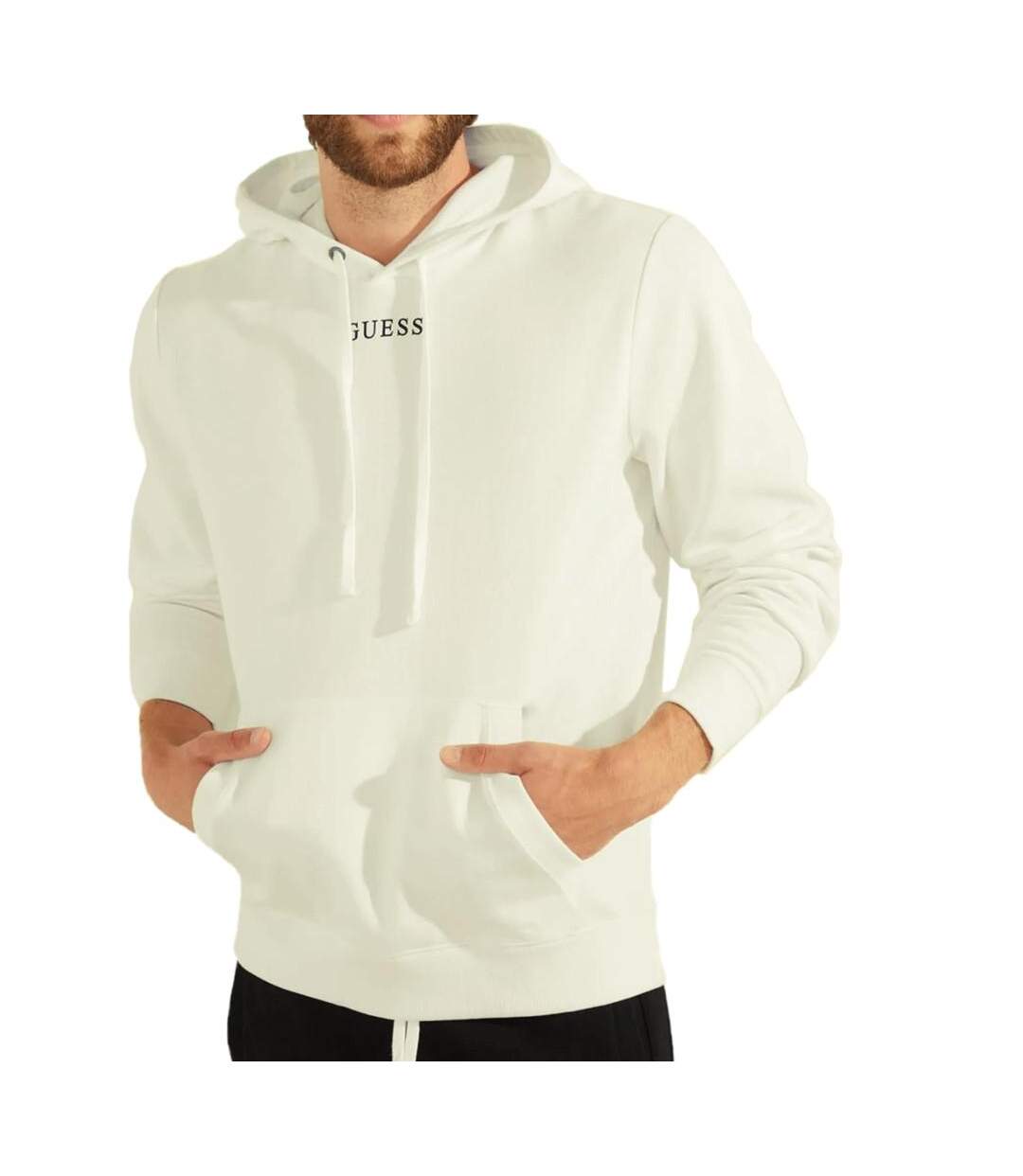 Sweat à capuche Ecru Homme Guess Essential - L-1