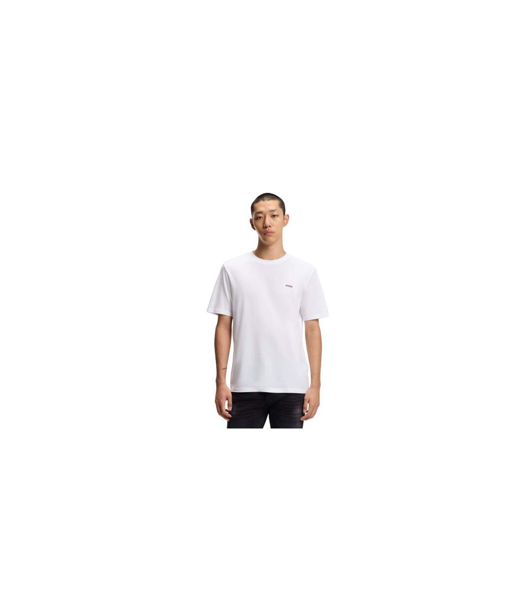T-shirt Motif/style Logo Sur Poitrine Homme Blanc Hugo-1