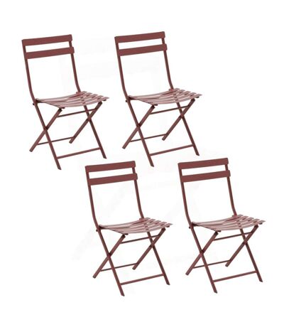 Lot de 4 chaises de jardin pliables en métal GREENSBORO - Lie de vin