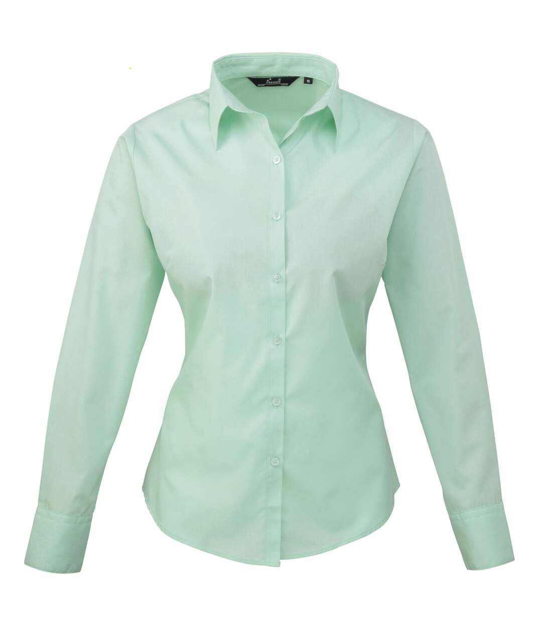 Womens/ladies poplin long-sleeved blouse aqua Premier