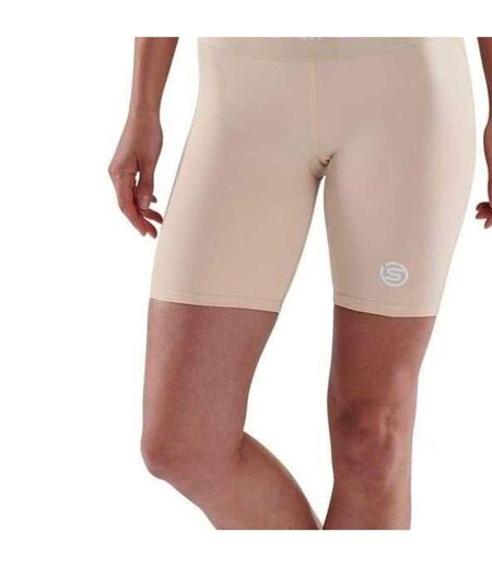 Womens/ladies Series-1 Skinny Athletic Compression Shorts Beige Skins