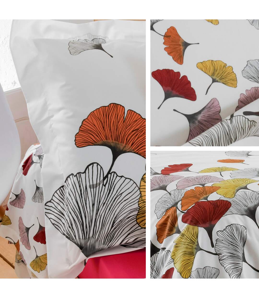 Taie d'oreiller percale pur coton GINKGO-5