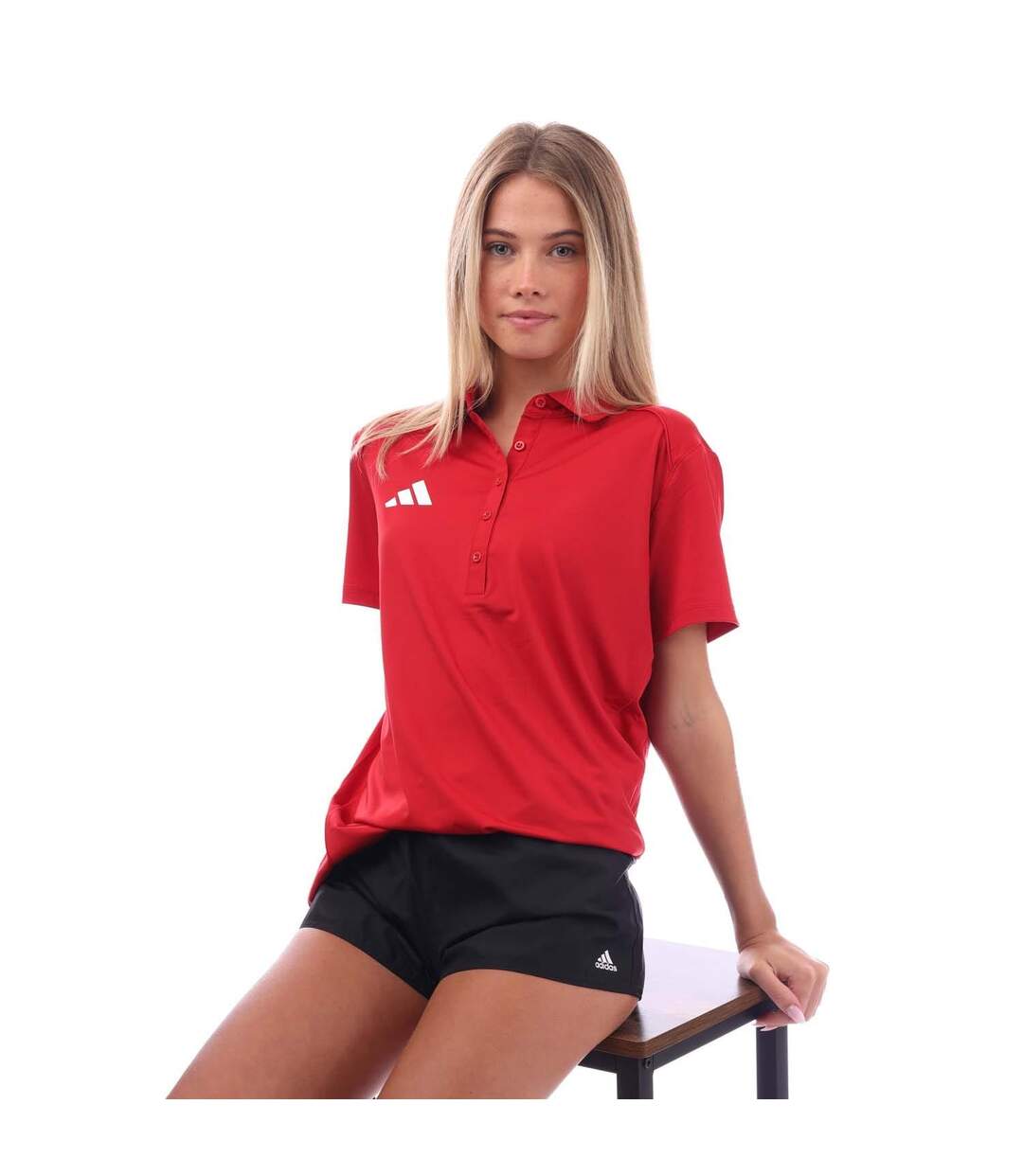 Polo Entraînement Style Classique Femme Rouge Blanc Adidas-1
