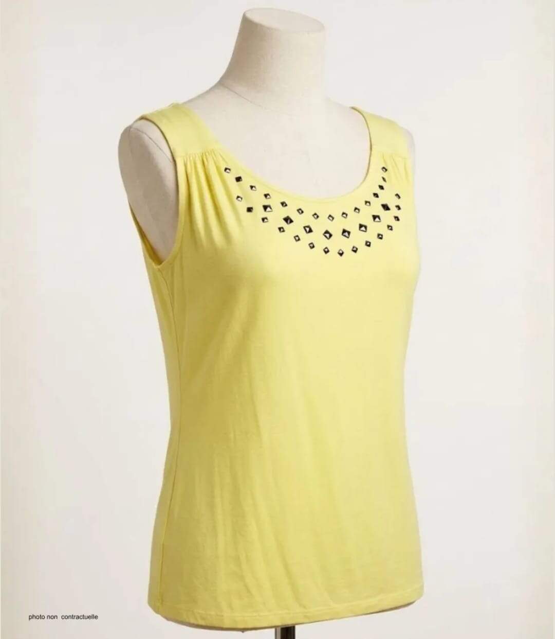 Axone TF344J Débardeur femme grande taille stretch jaune pour un style estival lumineux-3