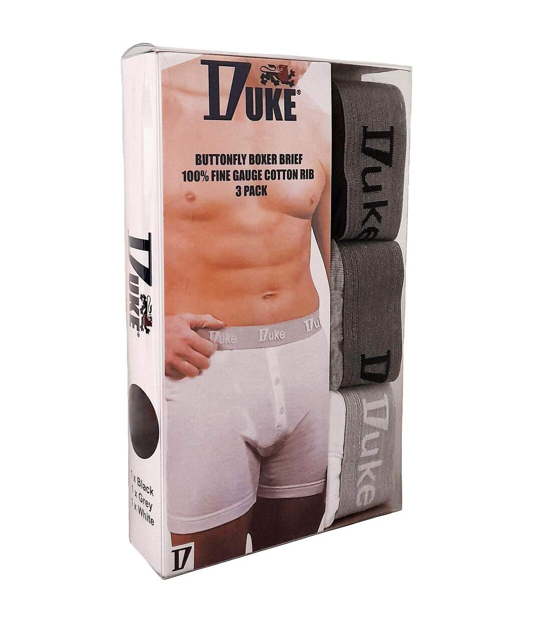 Duke London Mens Driver Boxer Shorts (Pack Of 3) (Black/White/Grey) - UTDC113-2