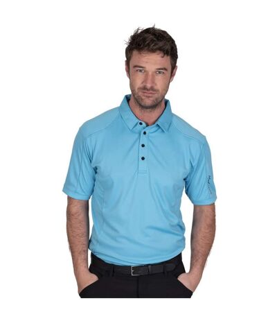Mens Topstitched Golf Polo Shirt Turquoise Island Green
