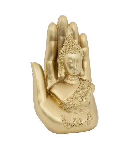 Bouddha Main Déco en Résine Andy 18cm Doré