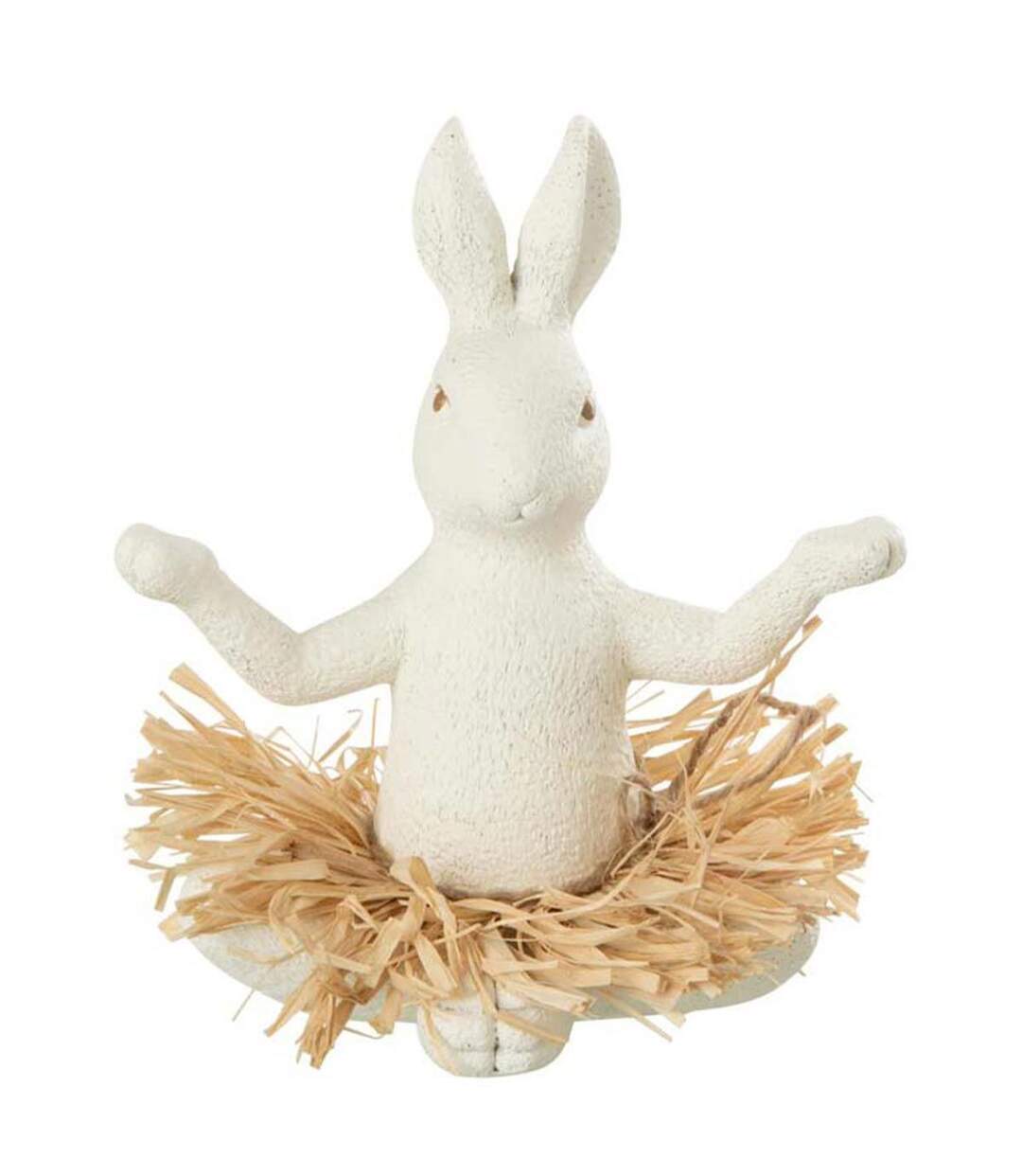 Statuette Déco Lapin Assis Yoga 21cm Blanc-1