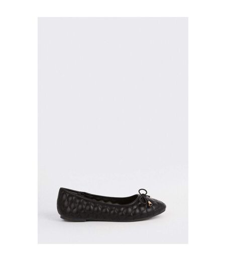 Womens/ladies priya quilted wide ballerina flats black Dorothy Perkins