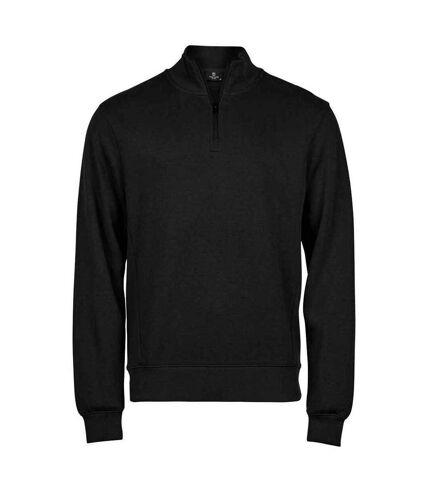 Tee Jays Mens Ribber Interlock Half Zip Sweatshirt (Black) - UTPC6451