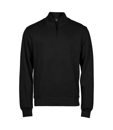 Tee Jays Mens Ribber Interlock Half Zip Sweatshirt (Black)