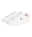 Womens/ladies Script Leather Trainers Ecru Pink Tommy Jeans-4