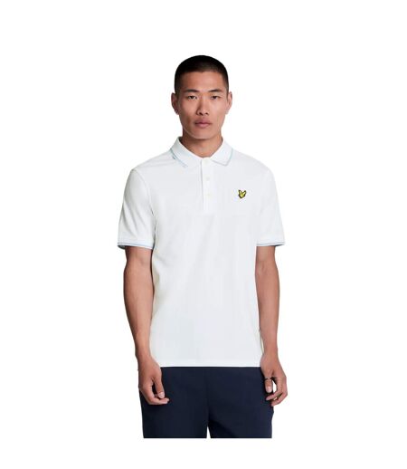 Mens tipped polo shirt white/light blue Lyle & Scott