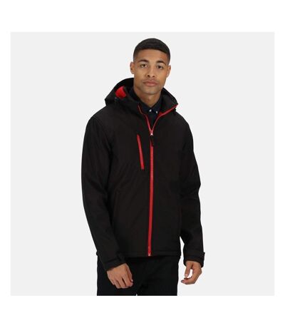 Mens Venturer Three Layer Soft Shell Jacket Black Red Regatta