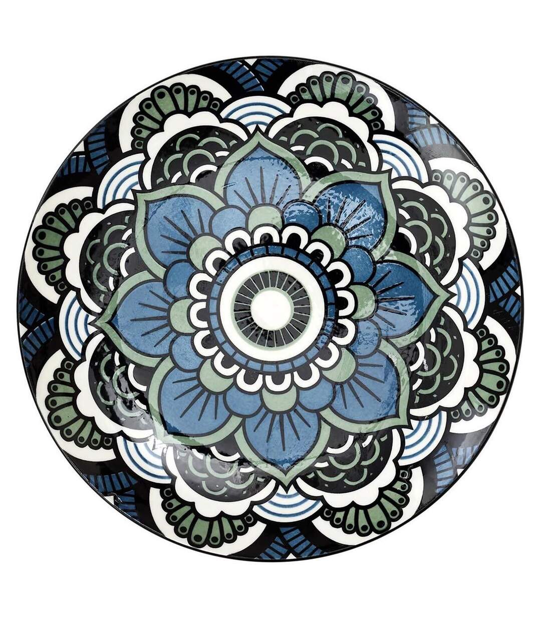 Lot de 6 Assiettes à Dessert Mandala 19cm Bleu-1